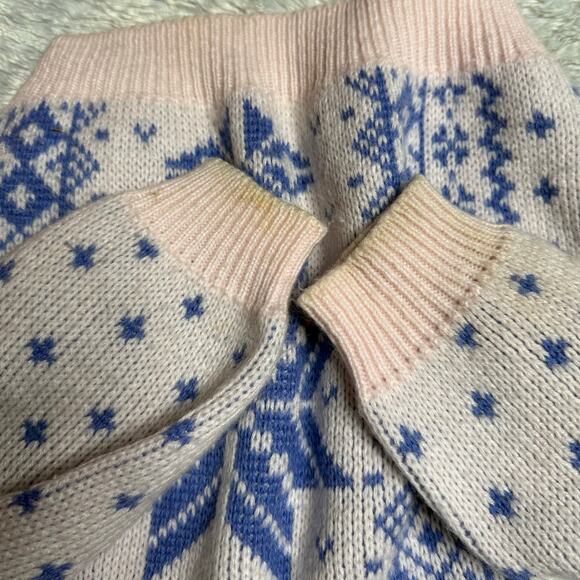 Vintage 80s ESPRIT Sweater Women's Small Pink Blue Snowflake Print - Picture 5 of 8